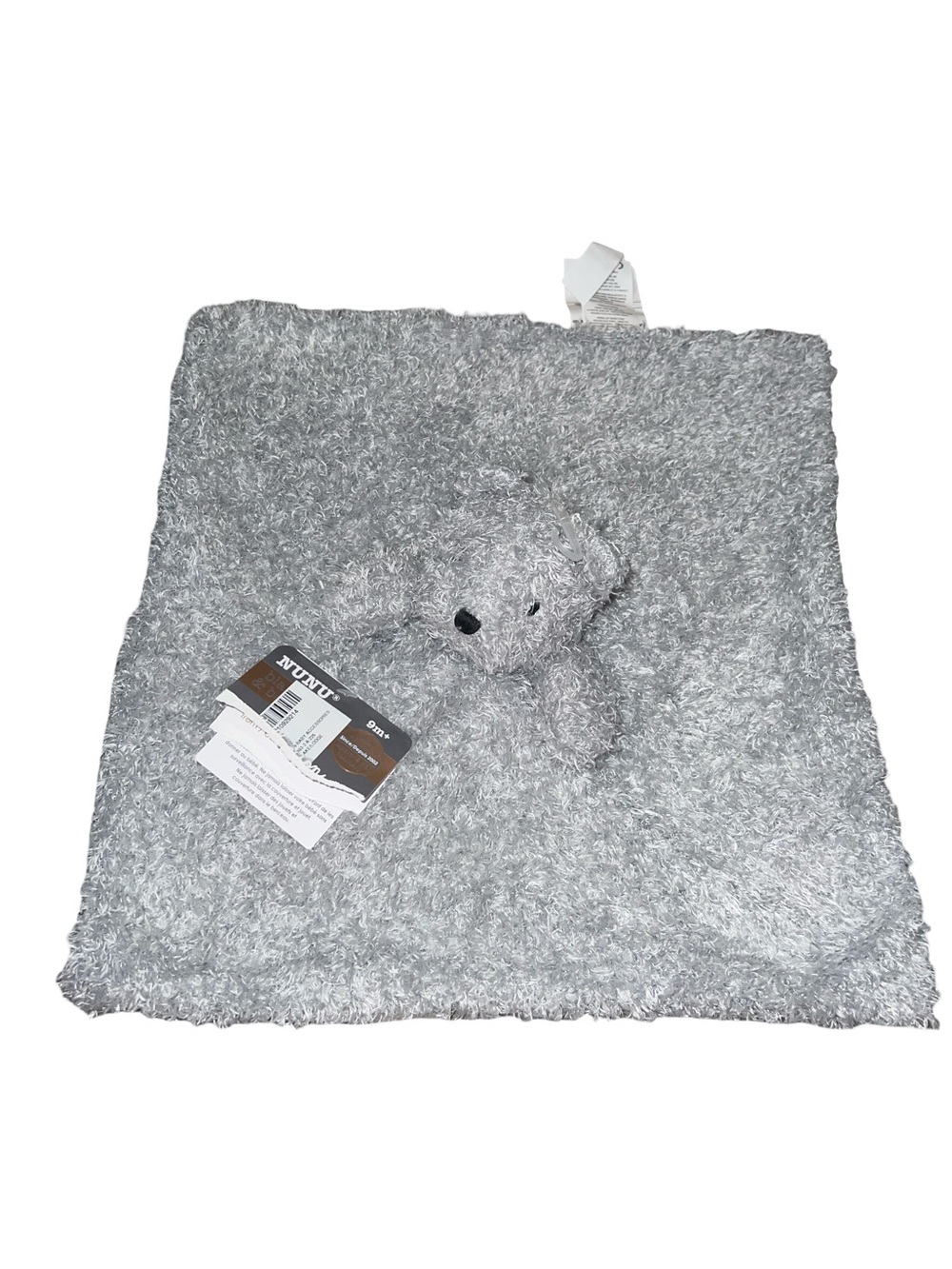 Blankets and Beyond  Lovey Shaggy Gray Bear Security Blanket  Nunu